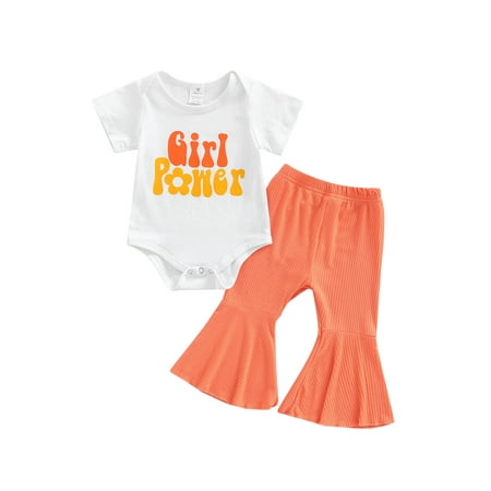 Nituyy Summer Infant Baby Girls 2 Pcs Outfits Letter Print Round Neck Short Sleeve Romper + Solid Color Ribbed Flare Pants Set
Nituyy Summer Infant Baby Girls 2 Pcs Outfits Letter Print Round Neck Short Sleeve Romper + Solid Color Ribbed Flare Pants Set