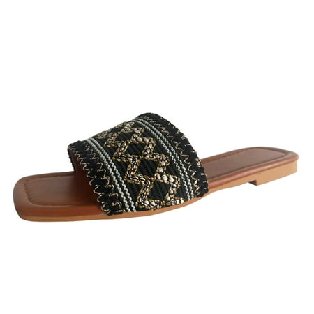 slippers for women beach accessories Ladies Fashion Boho Style Colorblock Embroidered Casual Simple Flat Sandals
slippers for women beach accessories Ladies Fashion Boho Style Colorblock Embroidered Casual Simple Flat Sandals