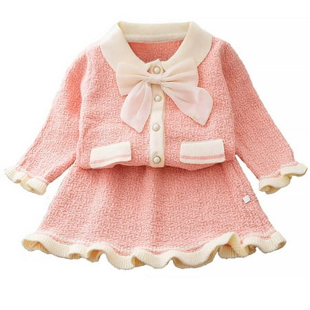 IBTOM CASTLE Newborn Toddler Girl Sweater Knit Fall Winter Outfit Bowknot Ruffle Buttons Tops Mini Skirt Casual Birthday Party Clothes Set 12-18 Months Pink - Bowknot
IBTOM CASTLE Newborn Toddler Girl Sweater Knit Fall Winter Outfit Bowknot Ruffle Buttons Tops Mini Skirt Casual Birthday Party Clothes Set 12-18 Months Pink - Bowknot