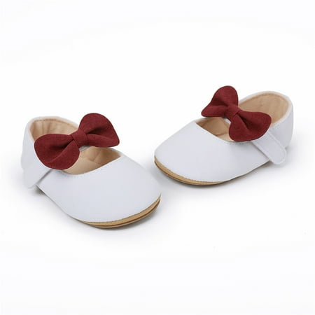 Cathalem Toddler Girl Shies Size 5 Toddler Kids Infant Girls Soild Colour Bowknot Princress Shoes Soft Sole The Floor Barefoot Shoes White 0 Months