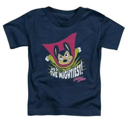 Trevco Mighty Mouse-The Mightiest - Short Sleeve Toddler Tee - Navy- Medium 3T