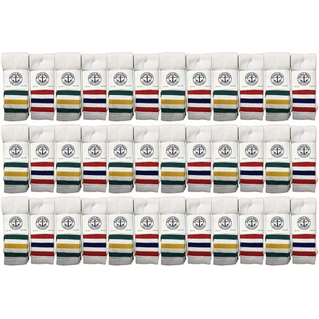 36 Pairs Of SOCKS NBULK 14 Inch Wholesale Kids Tube Socks Cotton Bulk Sport Socks Size 4-6 (White w/ Stripes)
36 Pairs Of SOCKS NBULK 14 Inch Wholesale Kids Tube Socks Cotton Bulk Sport Socks Size 4-6 (White w/ Stripes)