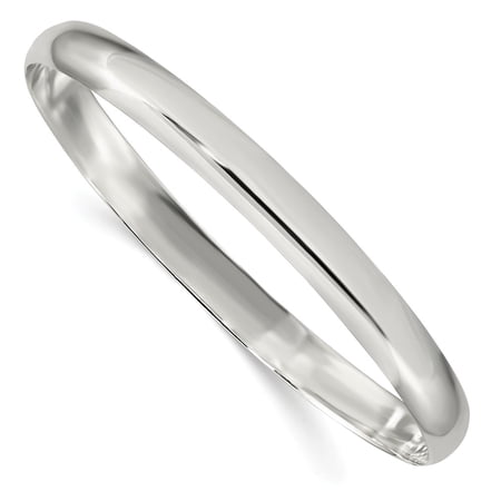 Sterling Silver 7in 6.25mm Solid Polished Plain Slip-On Bracelet Bangle