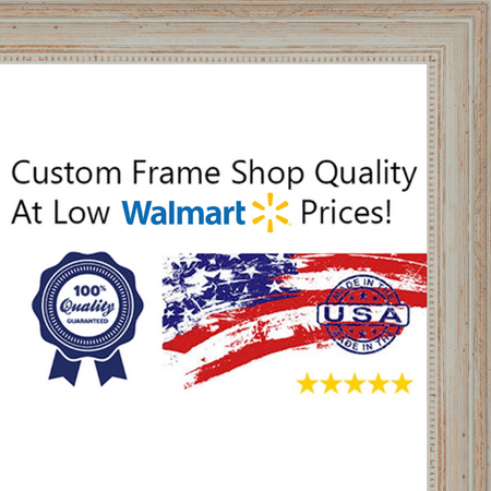 27x40 - 27 x 40 Nautical White Washed Solid Wood Frame with UV Framer's Acrylic & Foam Board Backing - Great For a