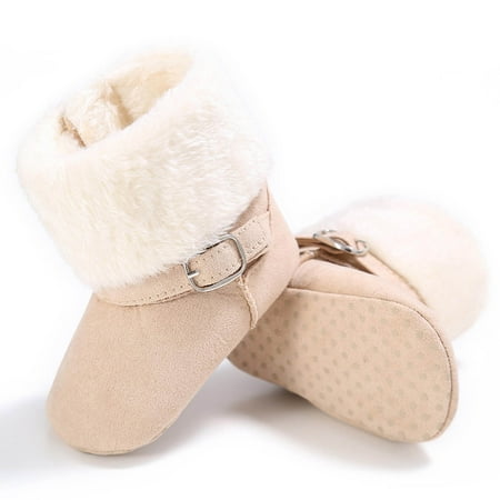 Beechoice Girls Toddler Little Kid Warm Fur Winter Ankle Flat Snow Boot