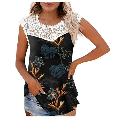 kakina CMSX Womens Casual Tops Clearance Print Lace Sleeveless Tops Crewneck Splicing Tank Tops Slim Comfortable Lightweight T-Shirt Slim Fit Basic Blouses Black M
kakina CMSX Womens Casual Tops Clearance Print Lace Sleeveless Tops Crewneck Splicing Tank Tops Slim Comfortable Lightweight T-Shirt Slim Fit Basic Blouses Black M