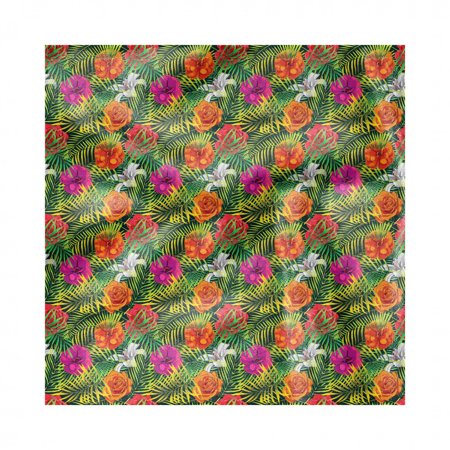 Orchids Napkins Set of 4, Palm Tree Jungle Leaves Pastel Exotic Charms Forest Foliage Beauty Flora Motif, Silky Satin Fabric for Brunch Dinner Buffet Party, by Ambesonne