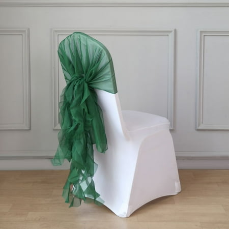 Efavormart Hunter Emerald Green Chiffon Curly Chair Sash