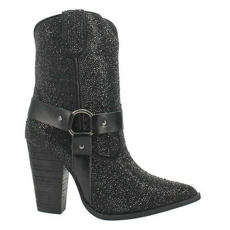 Dingo Womens Crown Jewel Rhinestone Pointed Toe Casual Boots Ankle High Heel 3 & Up