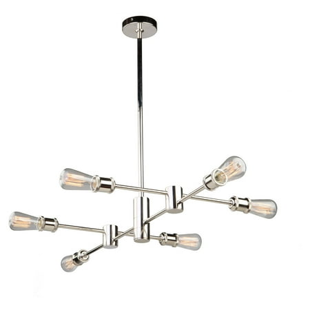 Chandeliers 6 Light Bulb Fixture With Polished Nickel Finish Metal Medium 20 600 Watts