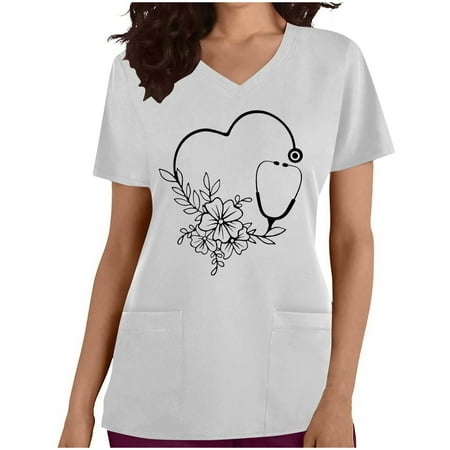 YWDJ Work Womens Scrub Tops Casual Short Sleeve Clover Print with V Neck Short Sleeve White S
YWDJ Work Womens Scrub Tops Casual Short Sleeve Clover Print with V Neck Short Sleeve White S