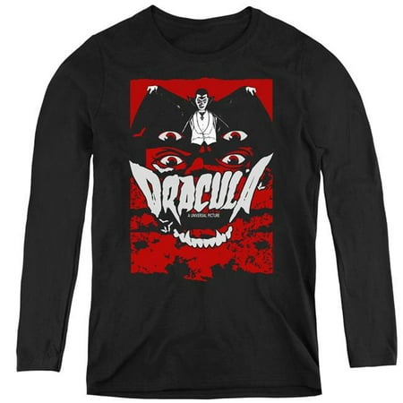 Trevco Sportswear UNI1249-WL-4 Universal Monsters & As I Have Lived-Womens Long Sleeve T-Shirt, Black - Extra Large