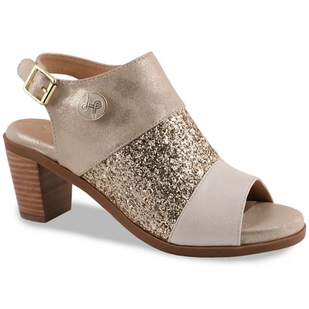 Lindsay Phillips Elise Gold Glitter Peep-Toe Boot for Women