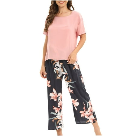 Comfy Pajamas Sets for Women Long/Short Sleeve Crewneck Tops with Flower Print Baggy Capri Pants Lounge Sets Sleepwear
Comfy Pajamas Sets for Women Long/Short Sleeve Crewneck Tops with Flower Print Baggy Capri Pants Lounge Sets Sleepwear