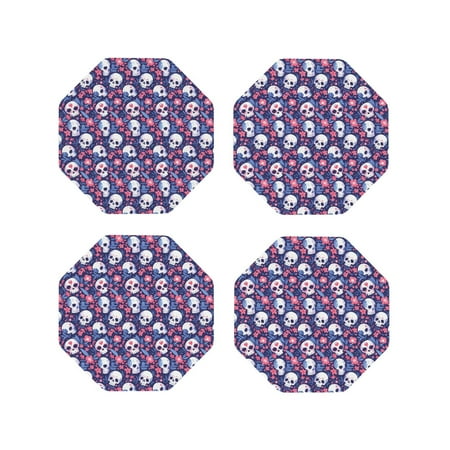 Fuzoiu Skull cartoon flower Print Leather Coasters Set Drink Coasters Set of 4 for Tabletop Protection Durable PVC Coasters Home Décor and Housewarming Gift-Octagon
Fuzoiu Skull cartoon flower Print Leather Coasters Set Drink Coasters Set of 4 for Tabletop Protection Durable PVC Coasters Home Décor and Housewarming Gift-Octagon