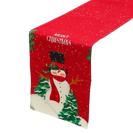 NUOLUX Christmas Theme Tablecloth Xmas Decorative Table Runner for Party Dinner
