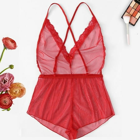 Medcursor Women Lace Trim V-Neck Backless Cross Strap Bodysuit Jumpsuit Lingerie Pajamas
Medcursor Women Lace Trim V-Neck Backless Cross Strap Bodysuit Jumpsuit Lingerie Pajamas