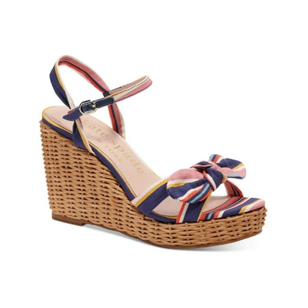 Kate Spade New York Womens Patio Striped Wicker Wedge Sandals