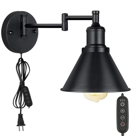 Kiven Plug in Wall Lamp Dimmable Black Industrial Plug in Wall Sconce with Timing Function 5.9ft Plug-in Cord E26 Socket
Kiven Plug in Wall Lamp Dimmable Black Industrial Plug in Wall Sconce with Timing Function 5.9ft Plug-in Cord E26 Socket