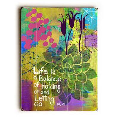 ArteHouse Decorative Wood Sign "Balancing Act" by Artist Beth Nadler, 12" x 16", Planked Wood