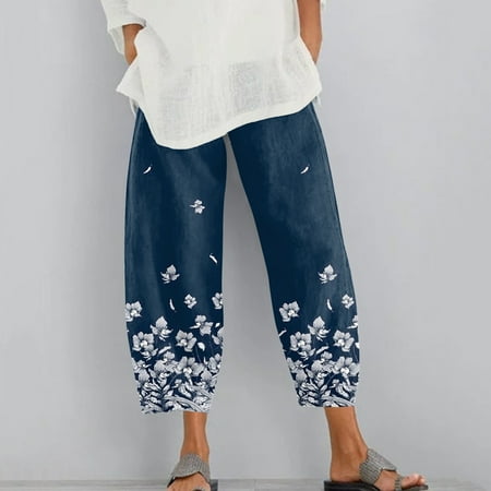 Cathalem Womens Snow Pants Women Gradient Floral Print Loose Elastic Cotton Linen Pocket Cropped Pants Women plus Pajama Pants Pants Navy XX-Large
Cathalem Womens Snow Pants Women Gradient Floral Print Loose Elastic Cotton Linen Pocket Cropped Pants Women plus Pajama Pants Pants Navy XX-Large