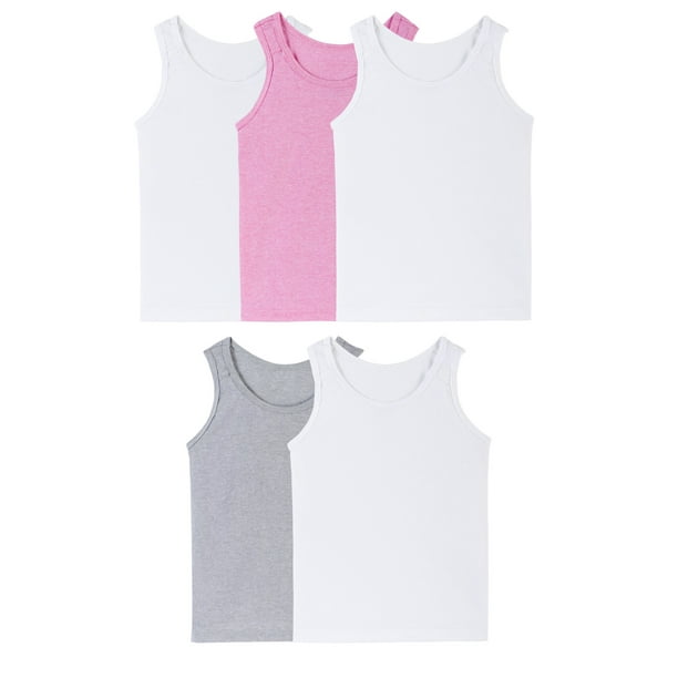 Fruit of the Loom Assorted Layering Tank Undershirts, 5 Pack (Toddler Girls)