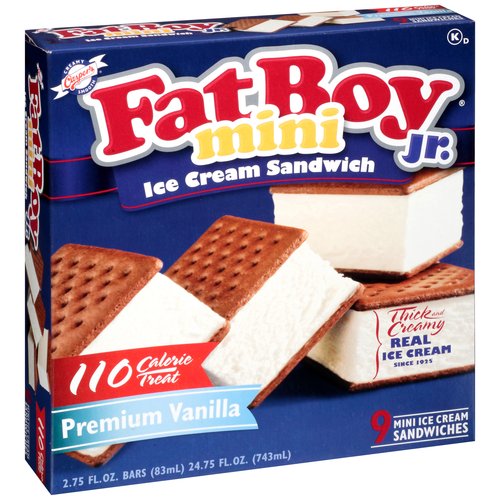 Casper's FatBoy Premium Vanilla Ice Cream Sandwiches, 5 fl oz, 12 count