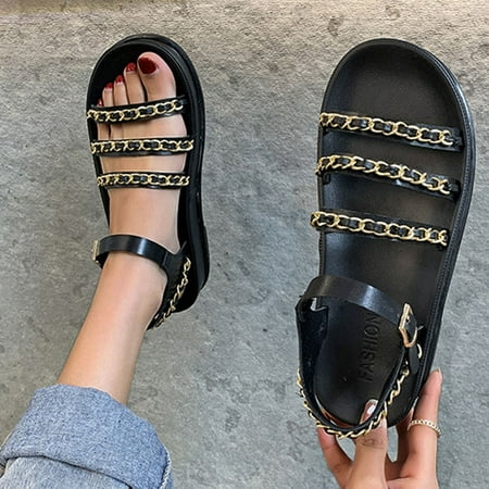 Cathalem Heeled Sandals for Women Cutout Chain Summer Toe Beach Open Casual Sandals Women Fashion Shoes Flat Spring Women s Sandal Black 8
Cathalem Heeled Sandals for Women Cutout Chain Summer Toe Beach Open Casual Sandals Women Fashion Shoes Flat Spring Women s Sandal Black 8