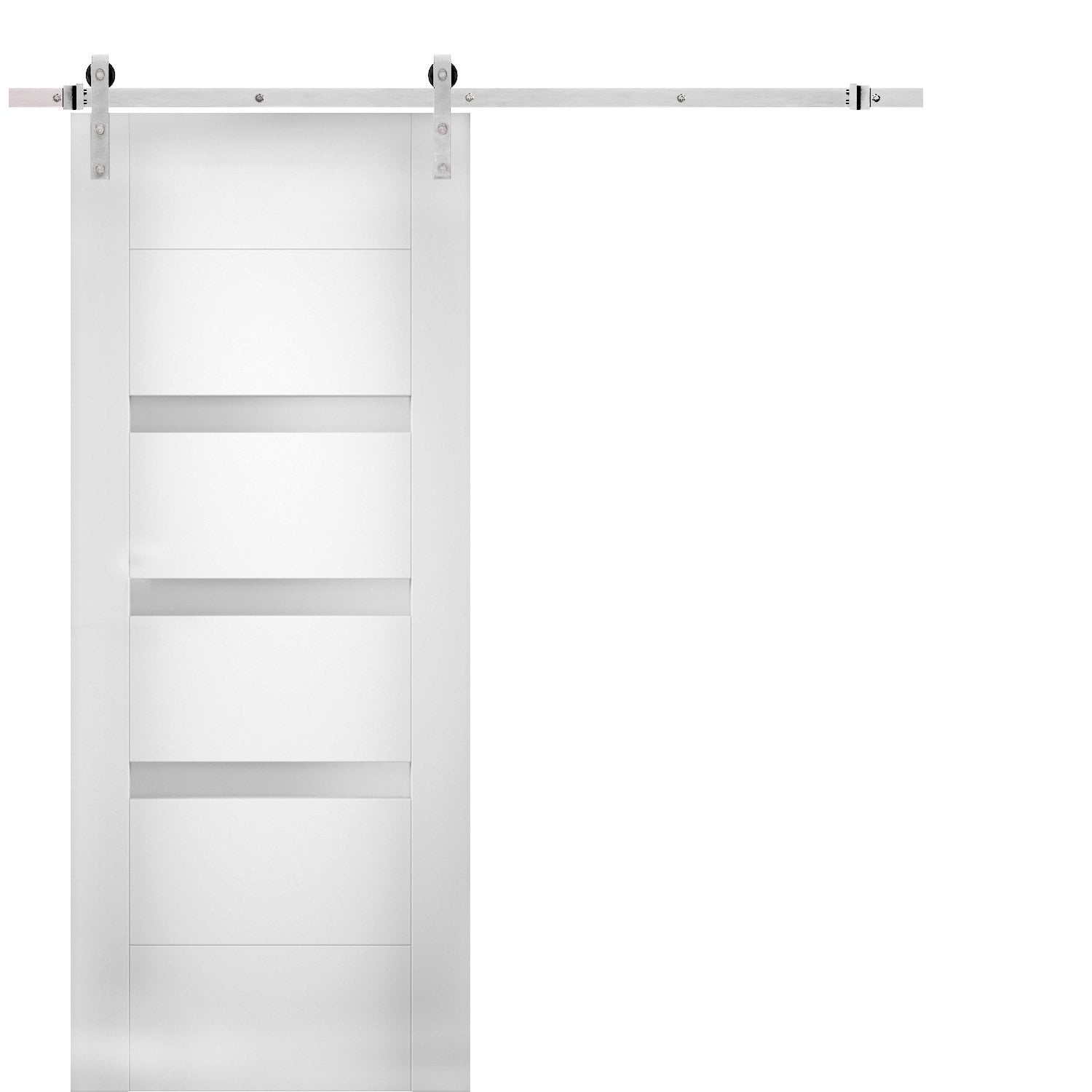 Modern Barn Door 32 X 80 Inches Opaque Glass Sete 6900 White Silk