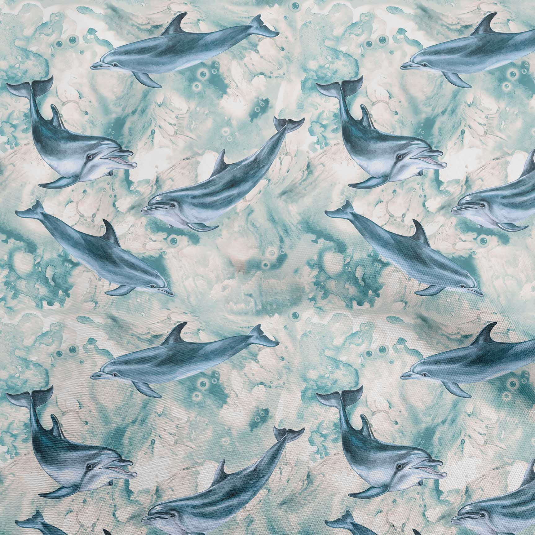 Oneoone Cotton Cambric Dusty Teal Green Fabric Whale Quilting Supplies