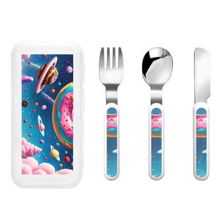 Bingfone Colorful Donut Print Toddler Utensils Kids Silverware 3pcs Safety Stainless Steel Toddler Fork Spoon Knife Set Children Flatware Set
Bingfone Colorful Donut Print Toddler Utensils Kids Silverware 3pcs Safety Stainless Steel Toddler Fork Spoon Knife Set Children Flatware Set