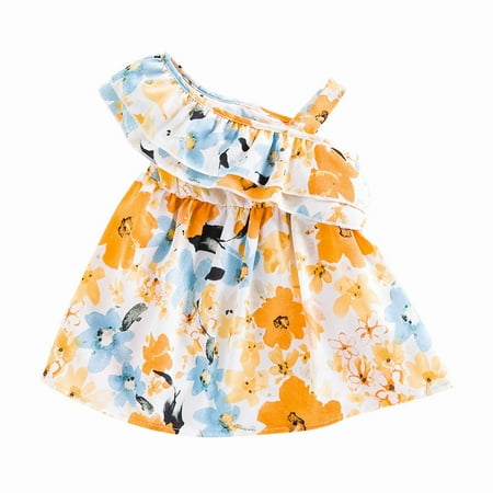 Tengma Toddler Girls Dresses Kid s Cotton Blend Dress Sloping Shoulder Floral Halter Dress Summer A Line Dress Princess Dresses Yellow 86
Tengma Toddler Girls Dresses Kid s Cotton Blend Dress Sloping Shoulder Floral Halter Dress Summer A Line Dress Princess Dresses Yellow 86