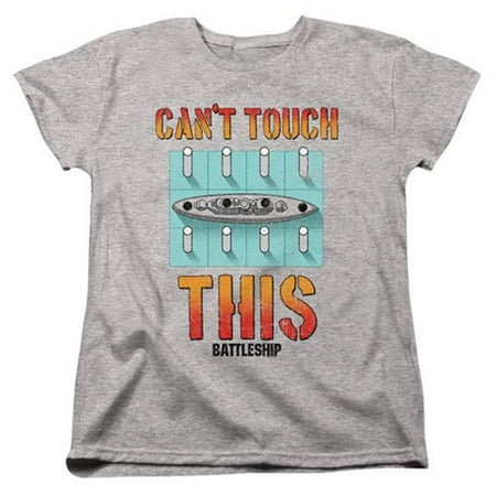 Trevco Sportswear HBRO269-WT-1 Battleship & Cant Touch This Womens Short Sleeve T-Shirt, Athletic Heather - Small