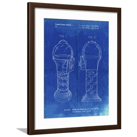 PP864-Faded Blueprint Gumball Machine Poster Framed Print Wall Art By Cole Borders