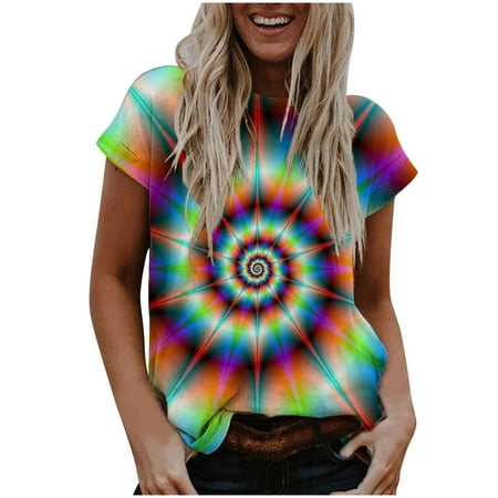Tops for Women Casual Summer Women s New O-Neck Tie-dye Printing Short Sleeve Casual Tops T-shirt Loose Corset Tops for Women Multicolor M
Tops for Women Casual Summer Women s New O-Neck Tie-dye Printing Short Sleeve Casual Tops T-shirt Loose Corset Tops for Women Multicolor M