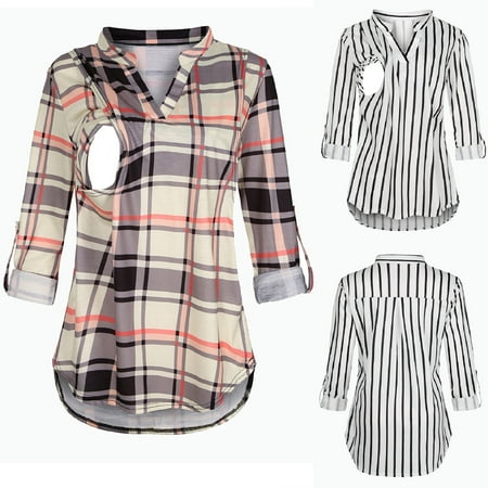 Tejiojio Maternity/Labor/Nursing Clothing Clearance Maternity V-Neck Plaid Long Sleeve Breast-Feeding Pregnant Woman Nursing Buttons Blouse Tops
Tejiojio Maternity/Labor/Nursing Clothing Clearance Maternity V-Neck Plaid Long Sleeve Breast-Feeding Pregnant Woman Nursing Buttons Blouse Tops