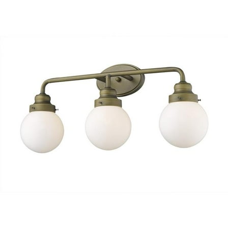 HomeRoots 398704 11.75 x 26 x 6.75 in. Portsmith 3-Light Raw Brass Vanity Light 
HomeRoots 398704 11.75 x 26 x 6.75 in. Portsmith 3-Light Raw Brass Vanity Light
