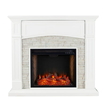49.5 White and Gray LED Flamed Alexa Electric Fireplace