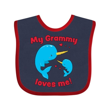 Inktastic My Grammy Loves Me Narwhal Family Gift Baby Boy or Baby Girl Bib