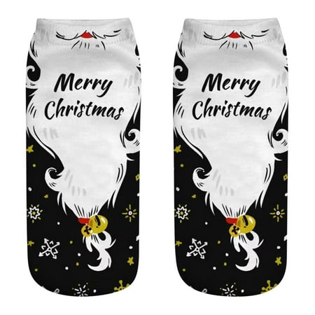 2 pairs Women Fashion Three-dimensional Printed Socks Christmas Socks Color random