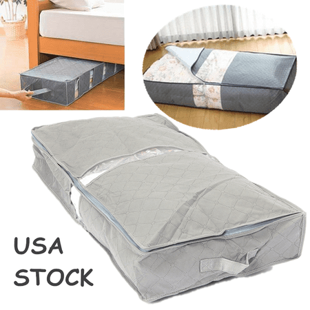 Portable Gray Storage Bag Under-bed Under The Bed Simplify Box Organizer with Clear Plastic Zippered Cover For Clothes Blankets Shoes item