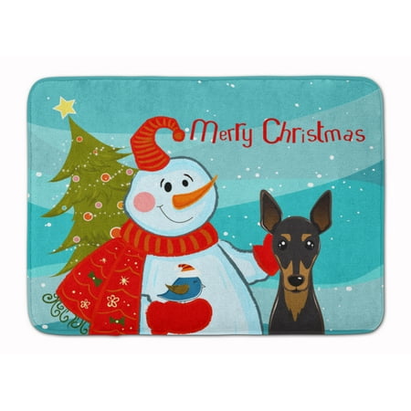 Snowman with Min Pin Machine Washable Memory Foam Mat