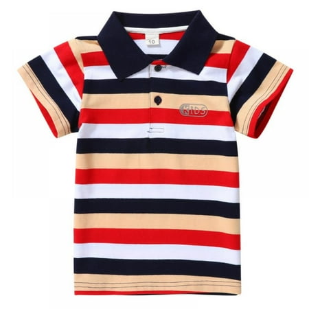 1-8T Baby Boys Short Sleeve Summer Striped T Shirt Tops Cotton Tees