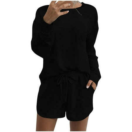 KEJIG Stylish,Women s T-Shirt Round Neck Long Sleeve Shorts Pajamas Long Sleeve Top Short Sleeve Suit Two Piece Set
KEJIG Stylish,Women s T-Shirt Round Neck Long Sleeve Shorts Pajamas Long Sleeve Top Short Sleeve Suit Two Piece Set
