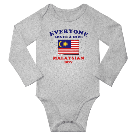 Everyone Loves a Nice Malaysian Boy Baby Long Slevve Romper Bodysuit (Gray 3-6 Months)
Everyone Loves a Nice Malaysian Boy Baby Long Slevve Romper Bodysuit (Gray 3-6 Months)
