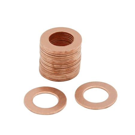 12mm Inner Dia Copper Washers Flat Car Sealing Gaskets Rings 20pcs