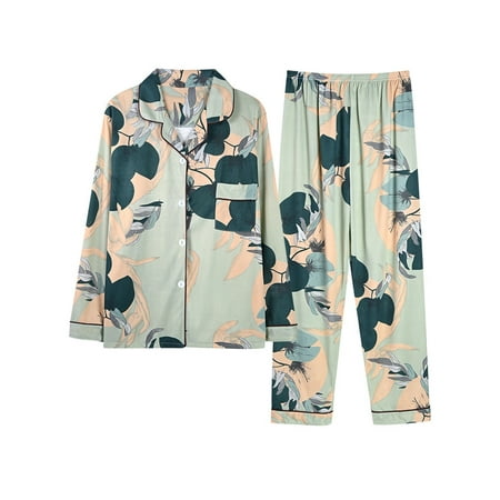 Niuer Ladies Nightwear Button Down Sleepwear Lapel Pajamas Sets Loose Lounge Set Long Sleeve Green 2XL
Niuer Ladies Nightwear Button Down Sleepwear Lapel Pajamas Sets Loose Lounge Set Long Sleeve Green 2XL