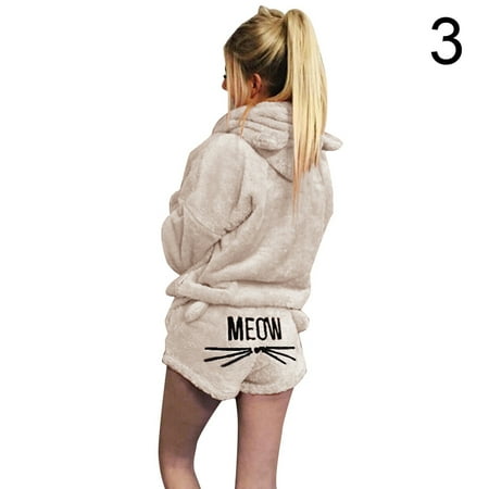 Women Plush Pajamas Set Thick Hoodie Long Tops+Embroidery Shorts Sleepwear Homewear New
Women Plush Pajamas Set Thick Hoodie Long Tops+Embroidery Shorts Sleepwear Homewear New