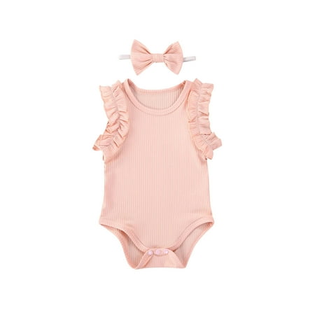 ZIYIXIN Newborn Infant Baby Girls Summer Boydsuit Sleeveless Ruffle Knitted Romper with Headband Set Pink 12-18 Months
ZIYIXIN Newborn Infant Baby Girls Summer Boydsuit Sleeveless Ruffle Knitted Romper with Headband Set Pink 12-18 Months