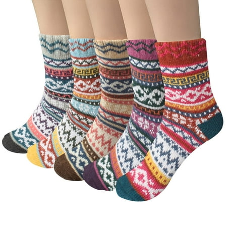 Jawflew 5 Pairs Winter Warm Socks Thick Knitted Wool Socks Casual Socks for Women Free Size (Multicolor One size) (Multicolor 2 One size)
Jawflew 5 Pairs Winter Warm Socks Thick Knitted Wool Socks Casual Socks for Women Free Size (Multicolor One size) (Multicolor 2 One size)